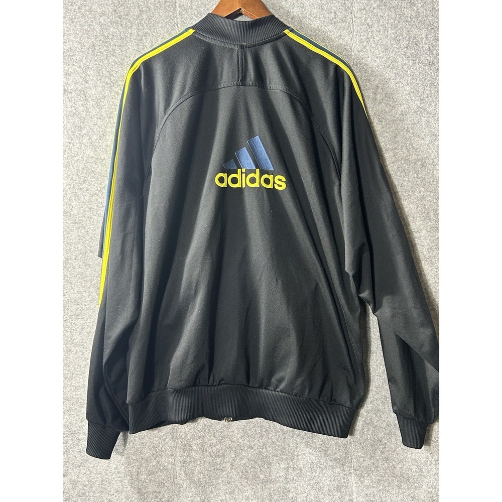 Vintage Adidas Original 90s Y2K Retro LRG Black Gold Big Back Logo Track Jacket